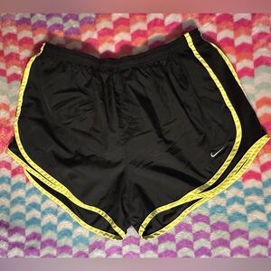 Nike Women's Black Shorts with Yellow Trim